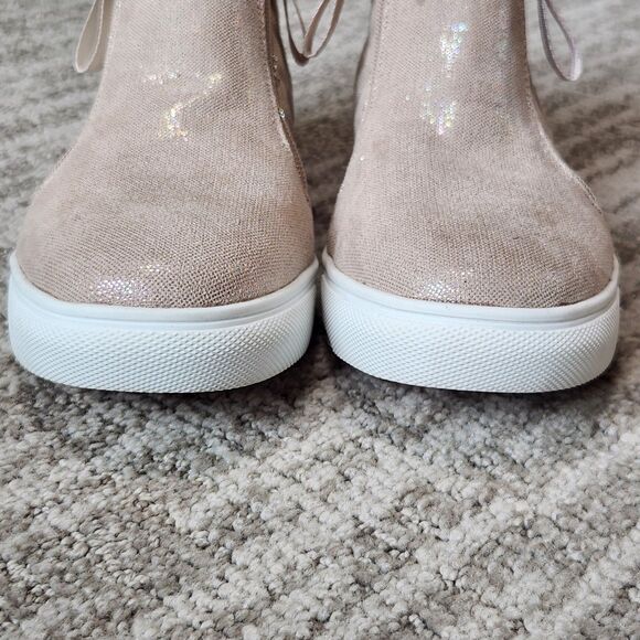 Steve Madden girls Adaptive Reggie iridescent beige wedge sneakers size 3 youth - Picture 4 of 12